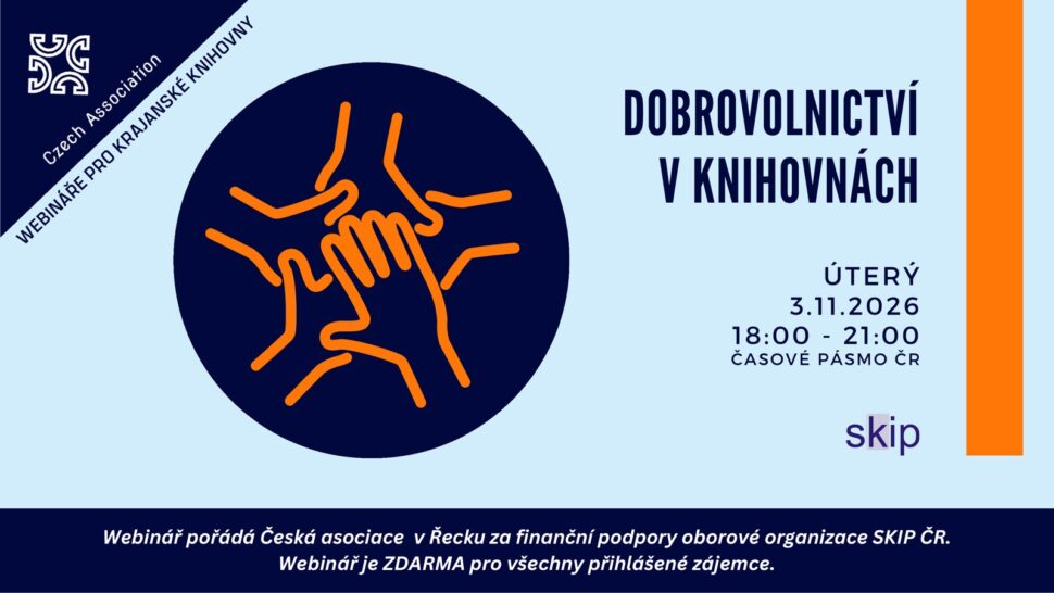 Dobrovolnictví v&nbsp;knihovnách – webinář pro&nbsp;krajanské knihovny, 3. 11. 2026